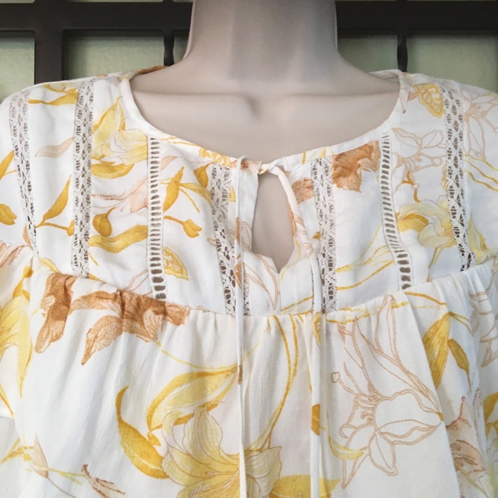 Band of Gypsies Crop Blouse boho white & gold size xs - Picture 3 of 6